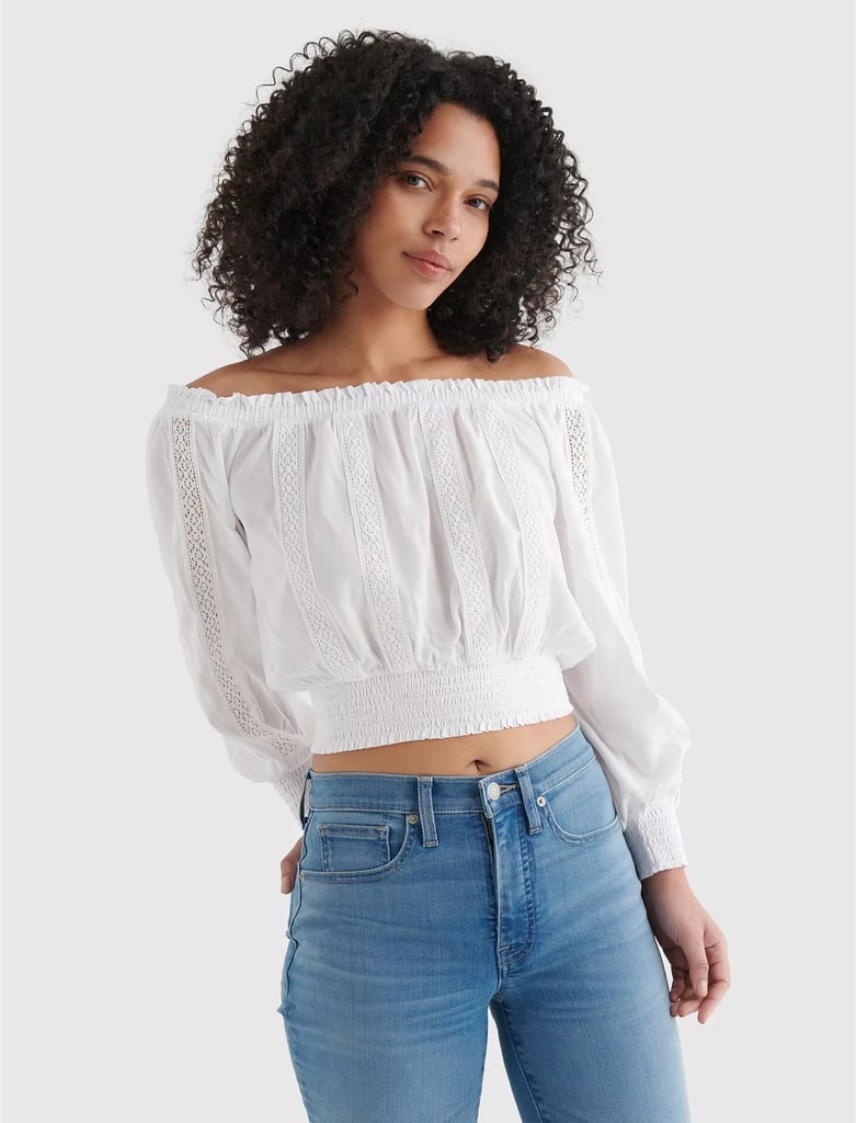 Lucky Brand Long Sleeve Off The Shoulder Top