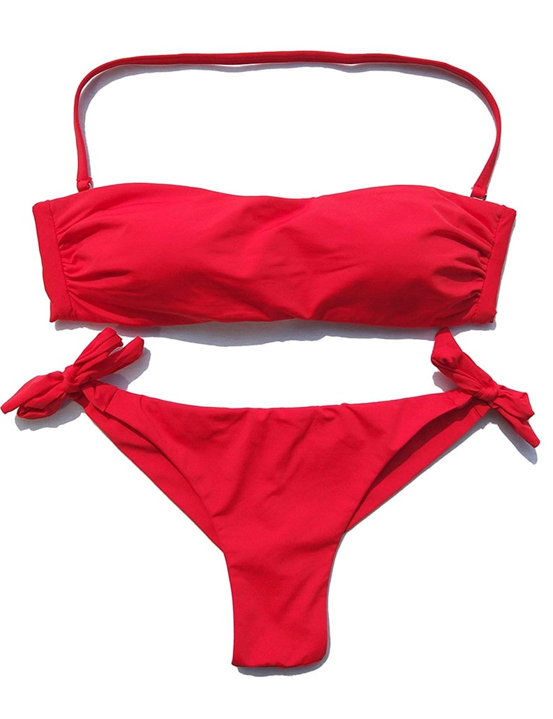 EONAR Womens Halter Bandeau Bikini Top Cheeky Brazilian Briefs