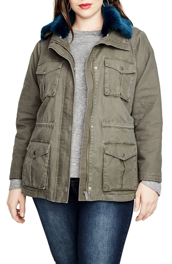 Rachel Roy Faux Fur Trim Parka