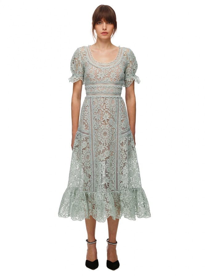 Self-Portrait Pistachio Guipure Lace Midi Dress