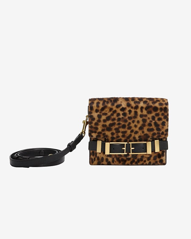 A.L.C. Davenport Double Buckle Leopard-Print Haircalf Clutch