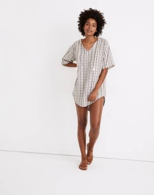Madewell Hooded Cover-Up Tunic Dress in Stripe