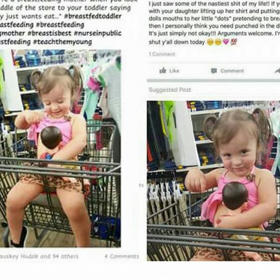 Photo of Girl Pretending to Breastfeed Doll