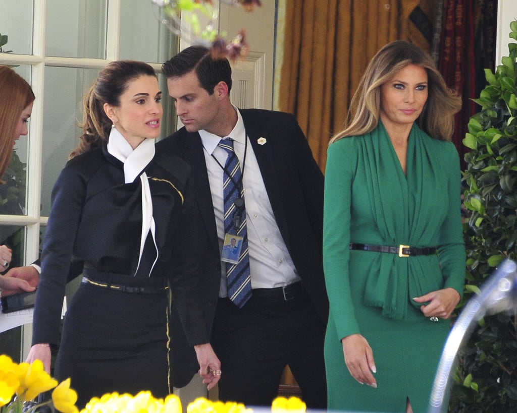 Melania Trump's Green Dress With Queen Rania | POPSUGAR ...