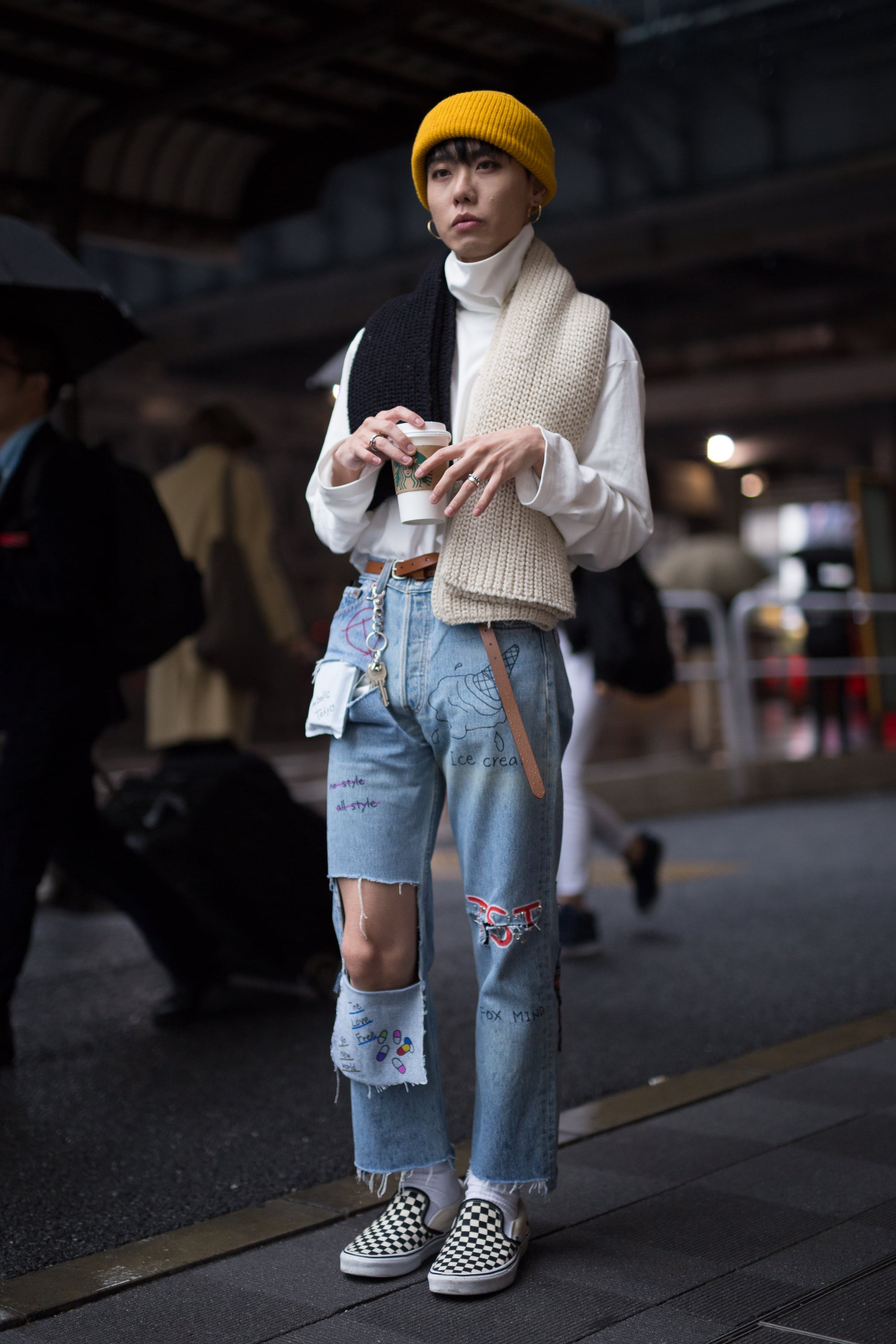 turtleneck and scarf outfit