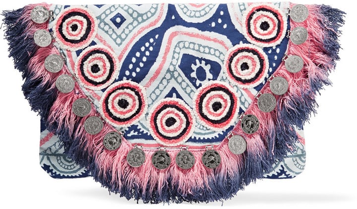 Antik Batik 'Jagga' Embellished Printed Cotton-Canvas Clutch ($135)