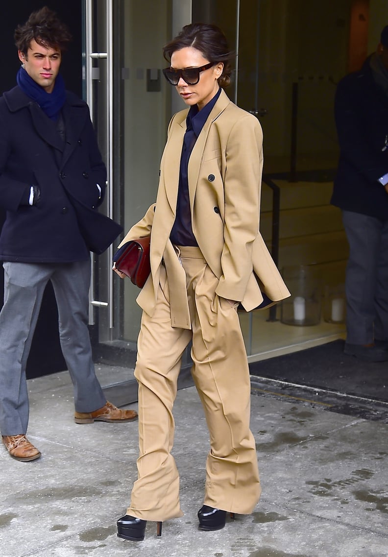 Wearing a Turtleneck Sweater and Camel-Colored Suit