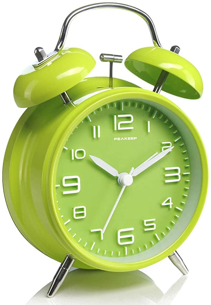 A Vibrant Alarm Clock: Twin Bell Green Alarm Clock
