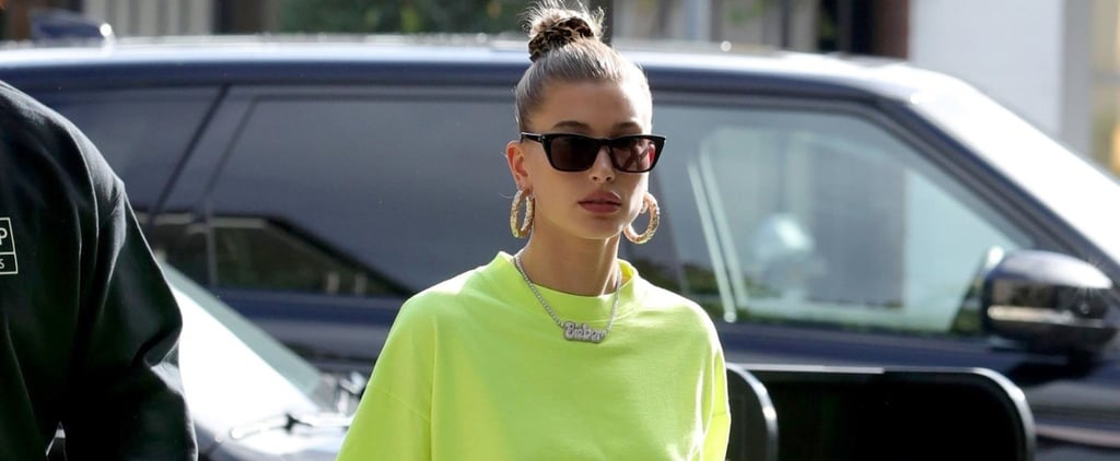 Hailey Baldwin Wore a Supersubtle Sweatsuit — Just Kidding, It Was Head-to-Toe Neon