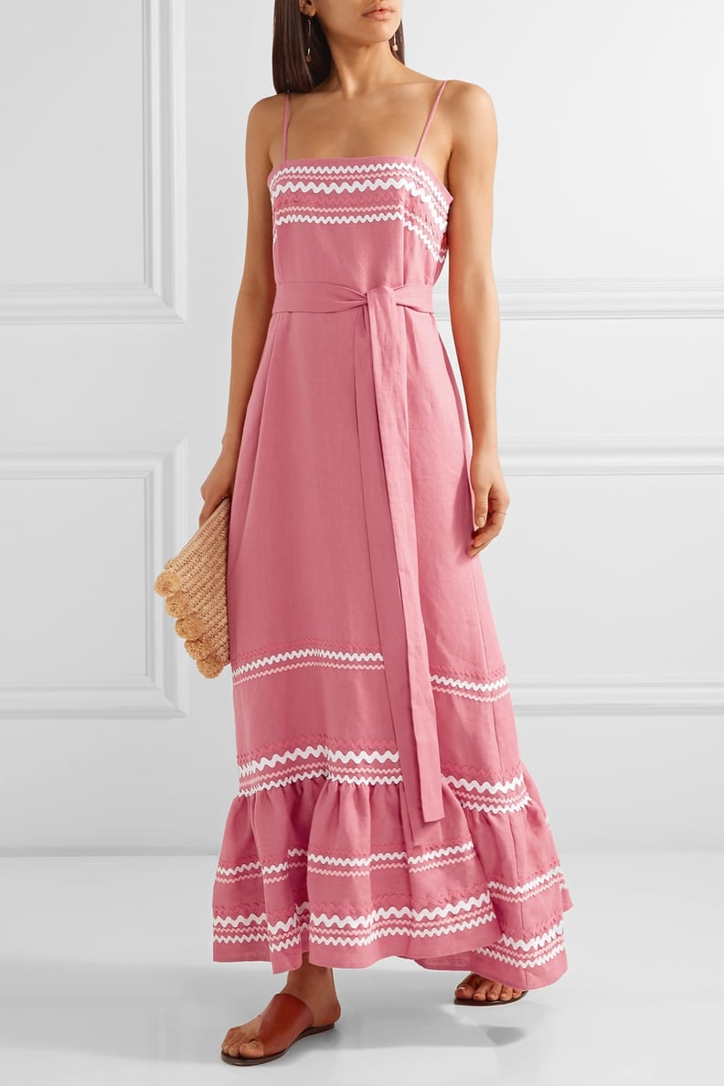 Lisa Marie Fernandez Rickrack-Trimmed Linen Maxi Dress