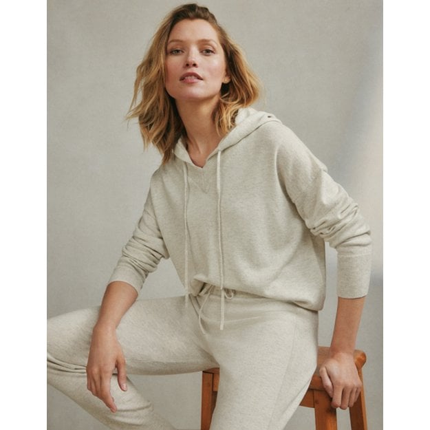 The White Company Rib V-Neck Hoodie with Cashmere