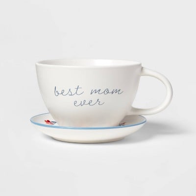 Stoneware Best Mom Ever Latte Mug With Saucer