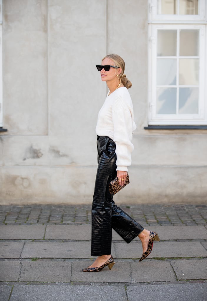 Autumn Outfit Idea: Leather Trousers + Leopard Heels