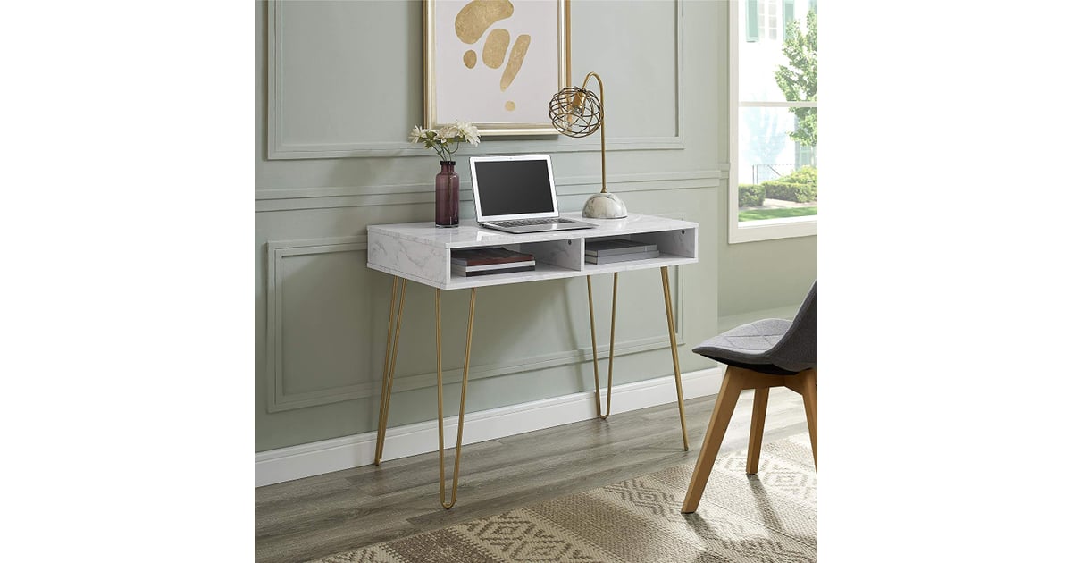 Novogratz computer outlet desk white marble