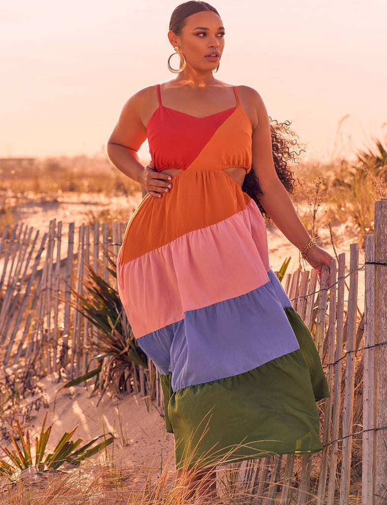 Burst of Color: Eloquii Rainbow Tiered Dress With Cutouts