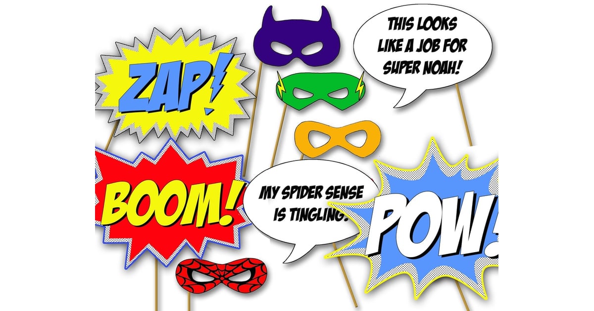 These printable superhero photo-booth props ($12) will bring serious ...