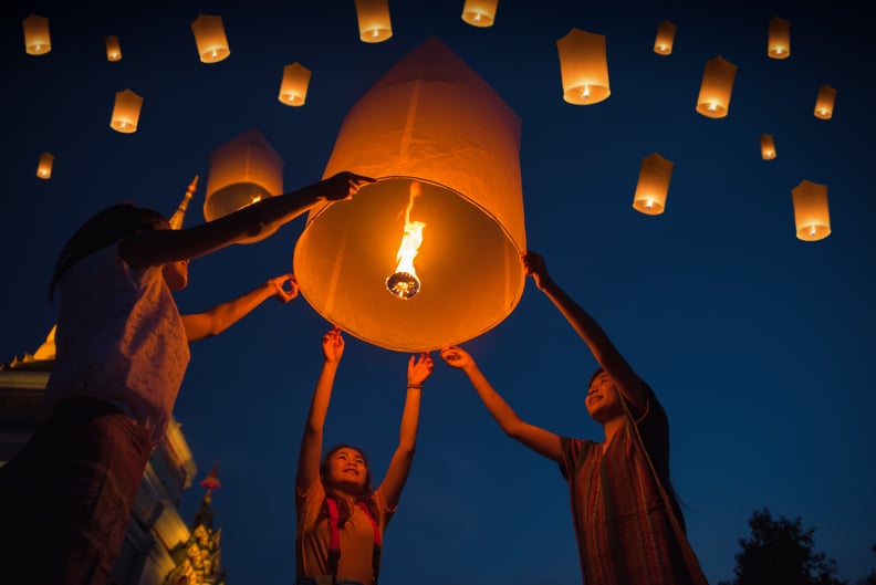 Let Go of a Floating Lantern in Thailand