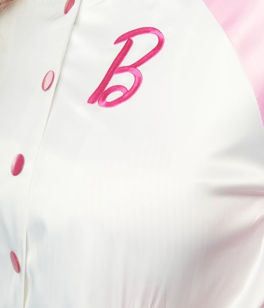 芭比x独特的粉红色缎短夹克