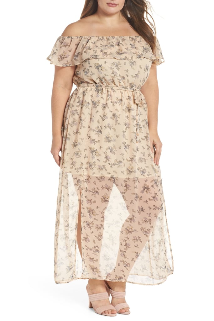 Glamorous Print Off-the-Shoulder Maxi Dress