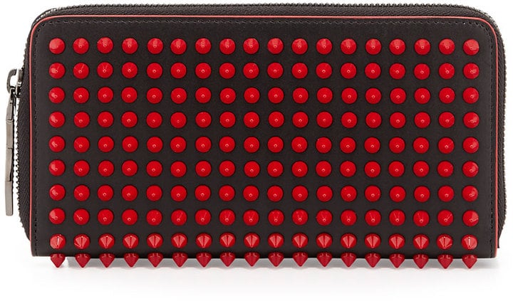 Christian Louboutin Panettone Spike Stud Continental Wallet, Black/Red ($650)