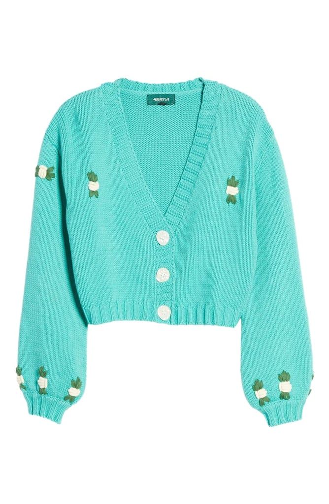 4SI3NNA Tegan Floral Crop Cardigan Sweater