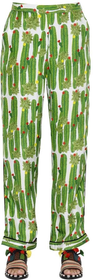 Sanchita Cactus Printed Silk Twill Pants ($424)