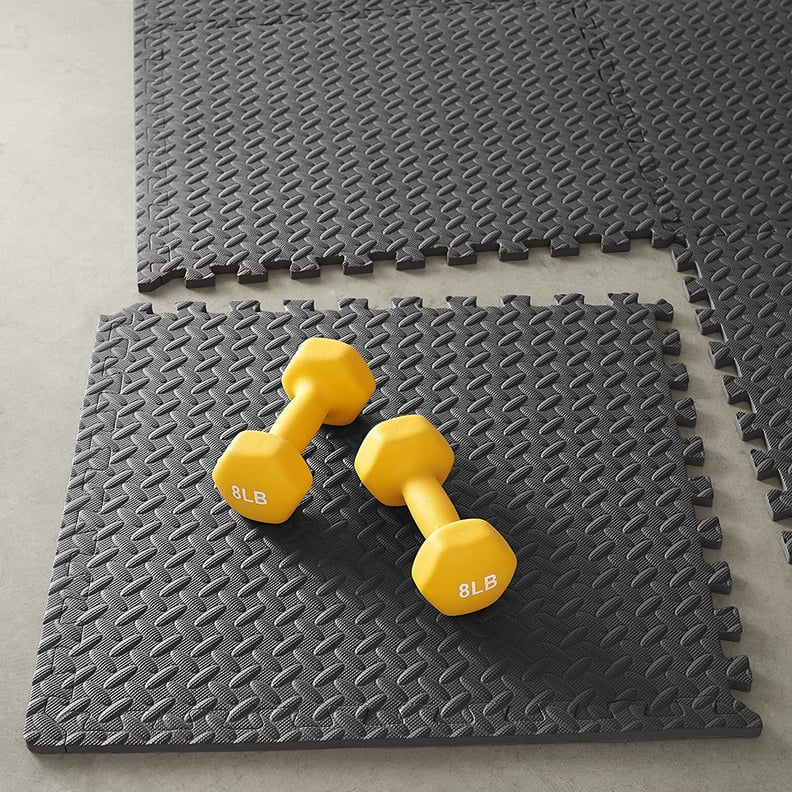 A Non-Slip Surface: Amazon Basics Foam Interlocking Exercise Gym Floor Mat Tiles