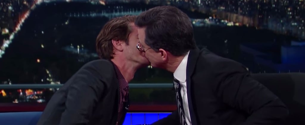 Andrew Garfield Kissing Stephen Colbert Video 2017