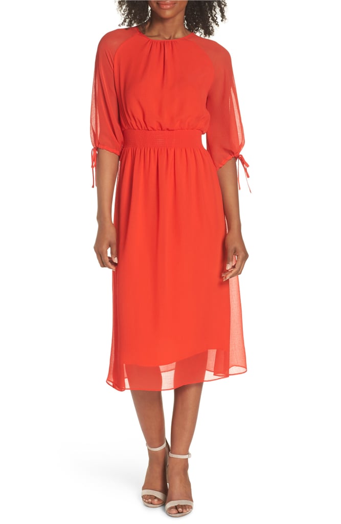 Maggy London Smocked Chiffon Dress