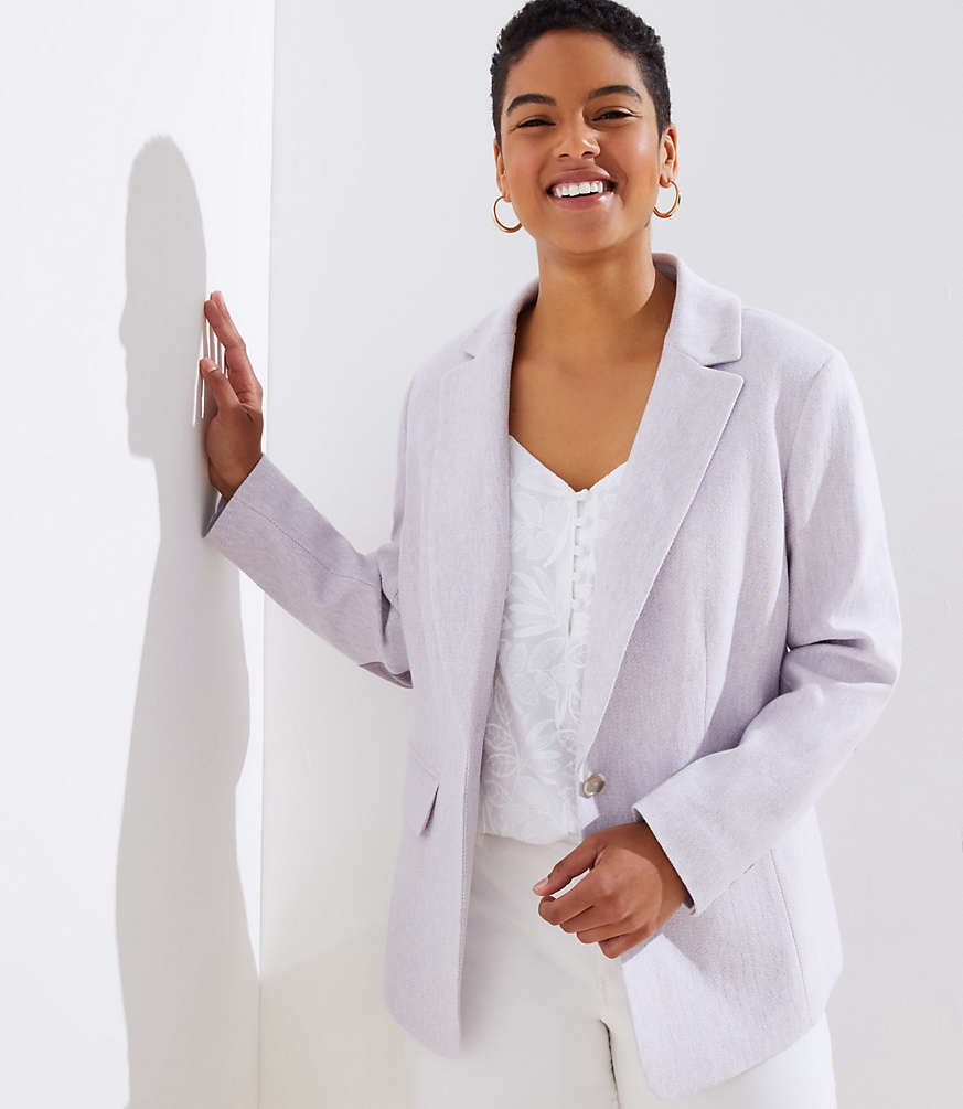 Loft Herringbone Knit Modern Blazer