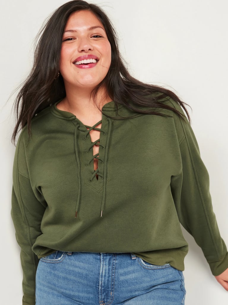 Old Navy Lace-Up Crew-Neck Sweatshirt