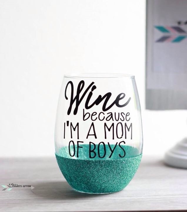 Boy Mom Wine Glass