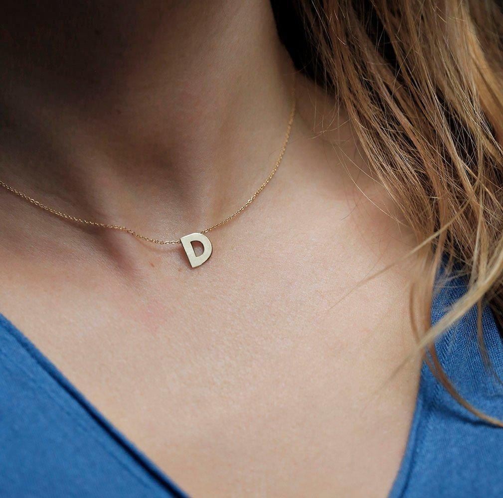 Capucinne Solid 14K Gold Initial Necklace