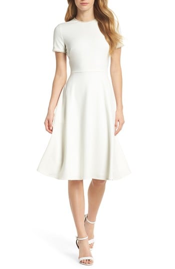 Gal Meets Glam Collection Pearly Trim Fit & Flare Dress