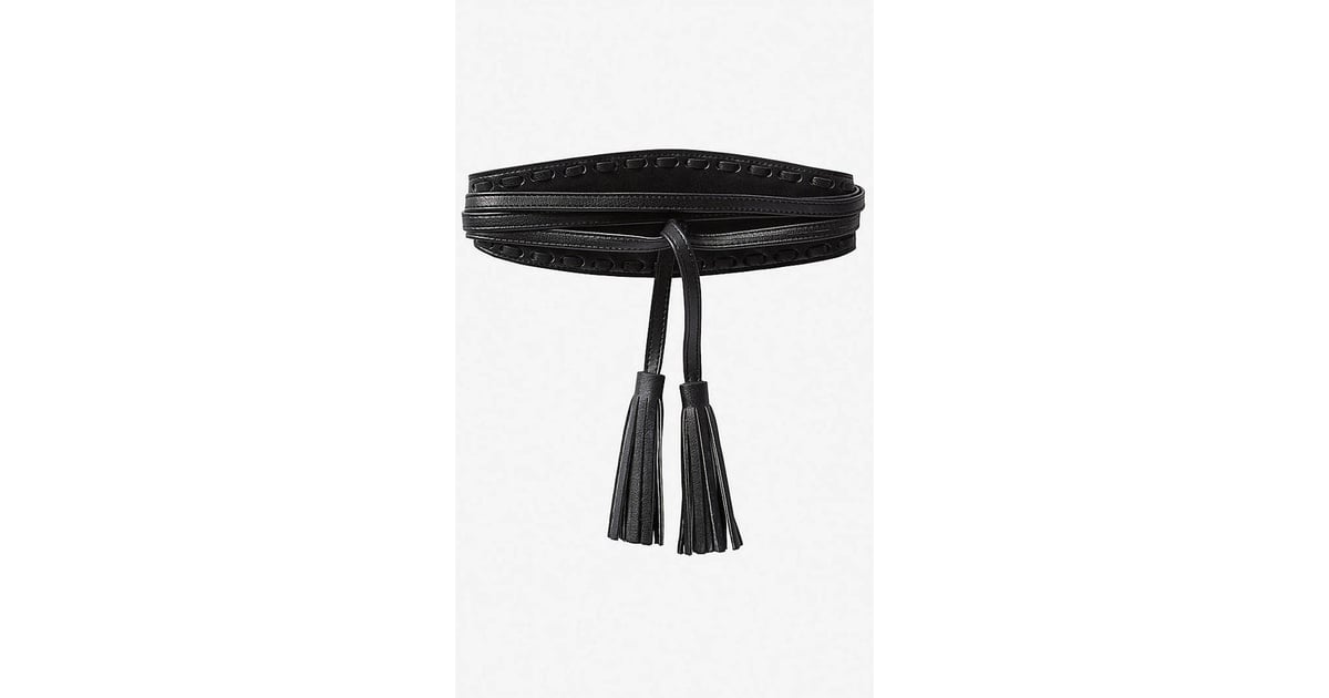 Express Tassel Obi Belt (30) Lily Aldridge Black Maxi Dress Airport