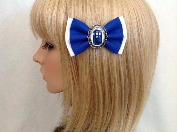 GrimandProperDesigns Doctor Who Tardis Hair Bow Clip