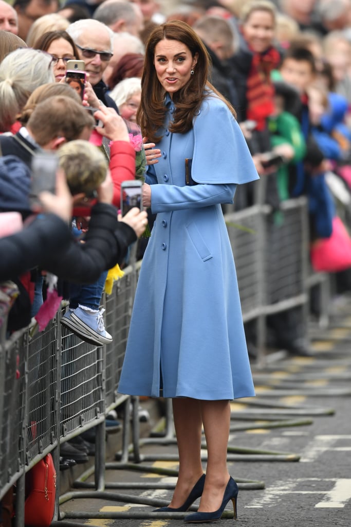 Kate Middleton Blue Mulberry Cape Coat February 2019