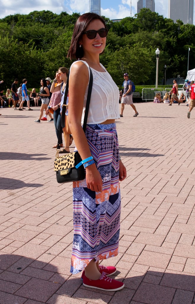 We love the comfy feel this attendee opted for with an Anthropologie maxi skirt and red Keds.