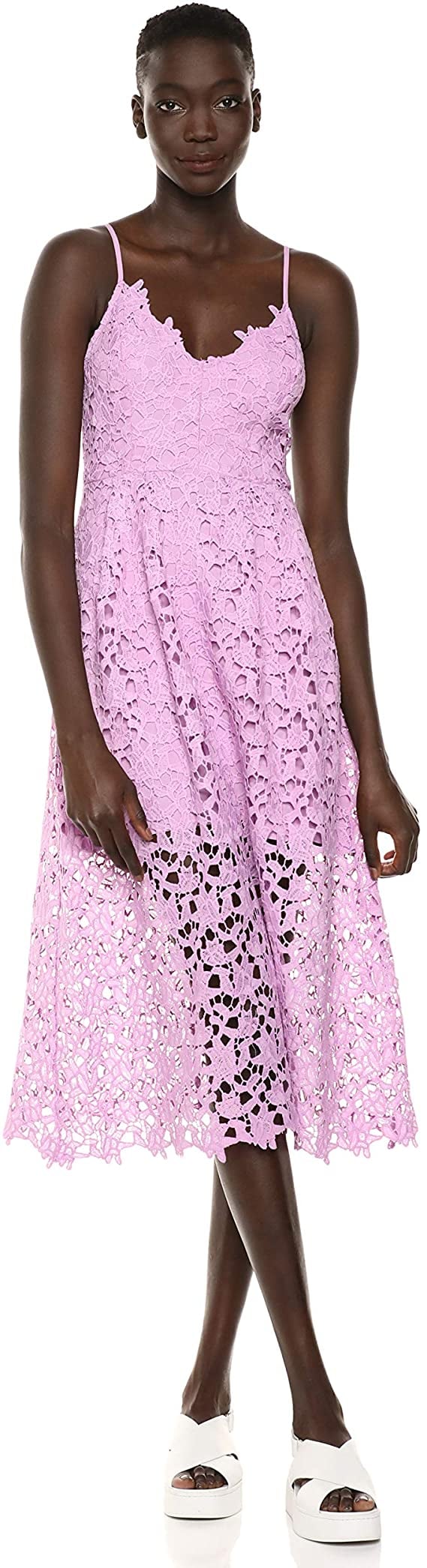 pink fit and flare midi dress