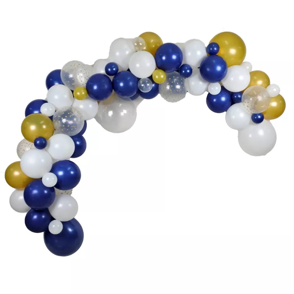 A Navy and Gold Balloon Arch