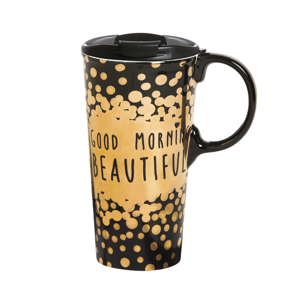 Good Morning Beautiful Ceramic Travel Coffee Mug ($21)