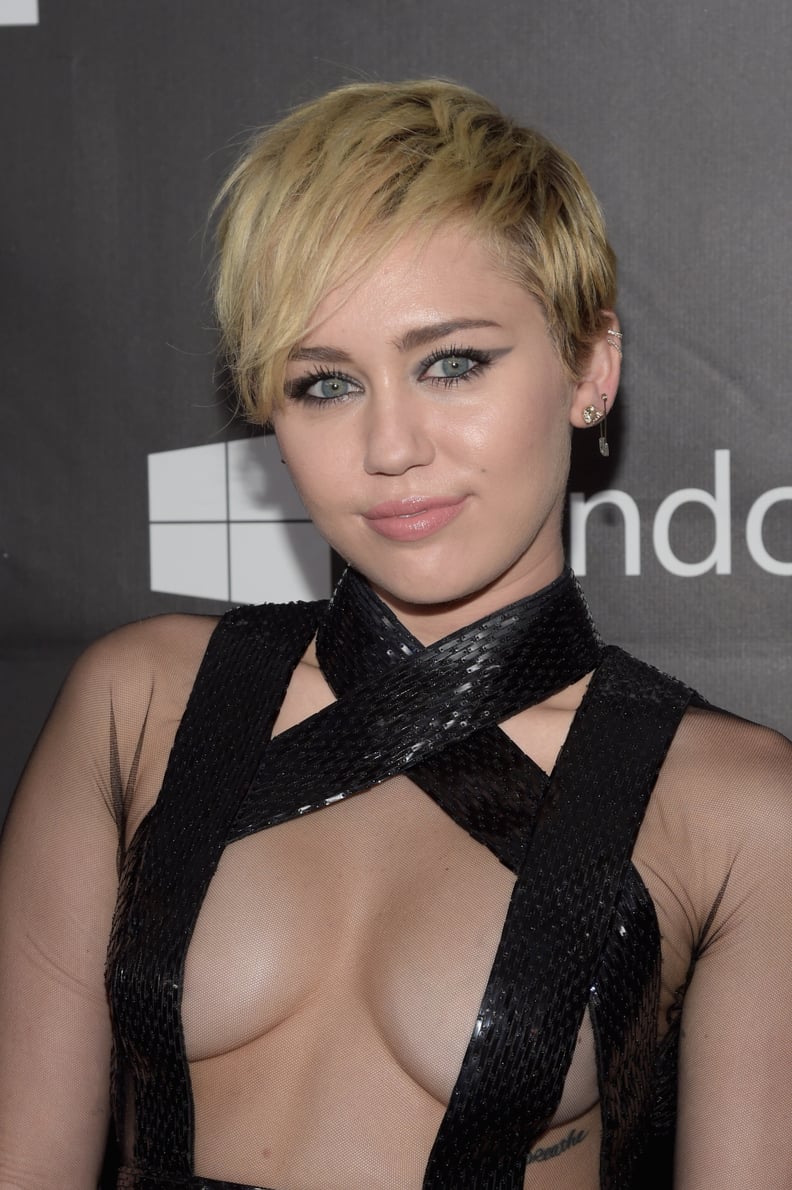 Miley Cyrus at the 2014 amfAR Inspiration Gala in October 2014