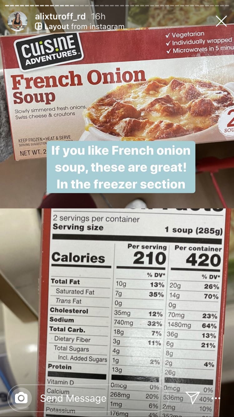 TJ's Cuisine Adventures French Onion Soup ($5)