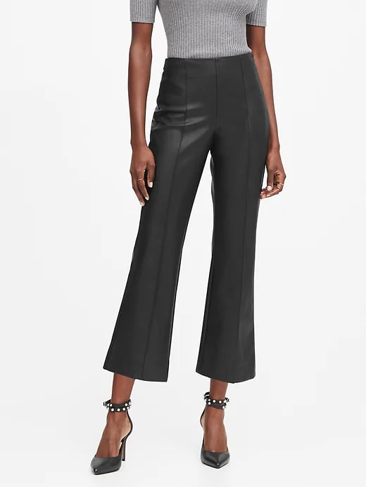 Petite Vegan Leather Crop Flare Pant