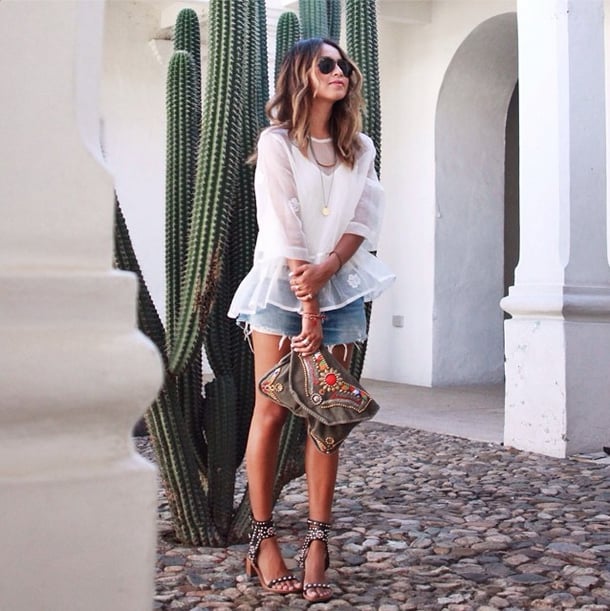 A white, gauzy blouse helps you achieve instant boho flair.
Source: Instagram user sincerelyjules