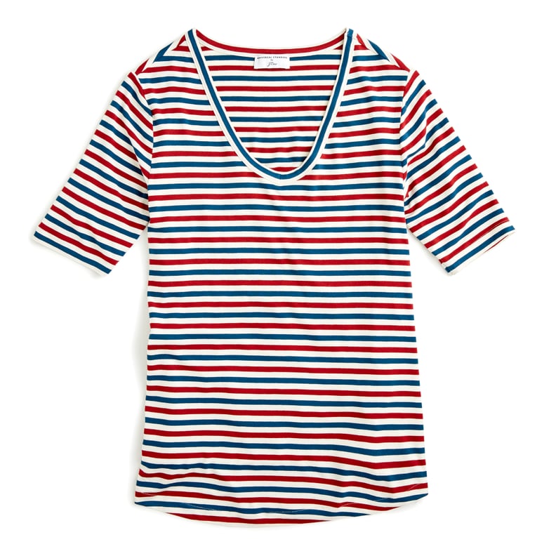Universal Standard x J.Crew Jersey V-neck T-shirt in Stripe