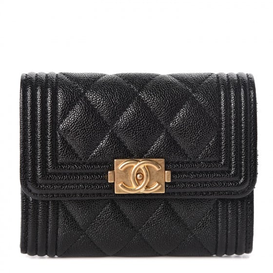 Chanel Caviar Quilted Boy Flap Card Holder