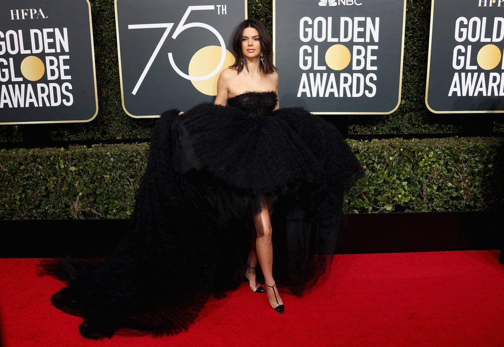 Kendall Jenner Wearing Black Dress at 2018 Golden Globes