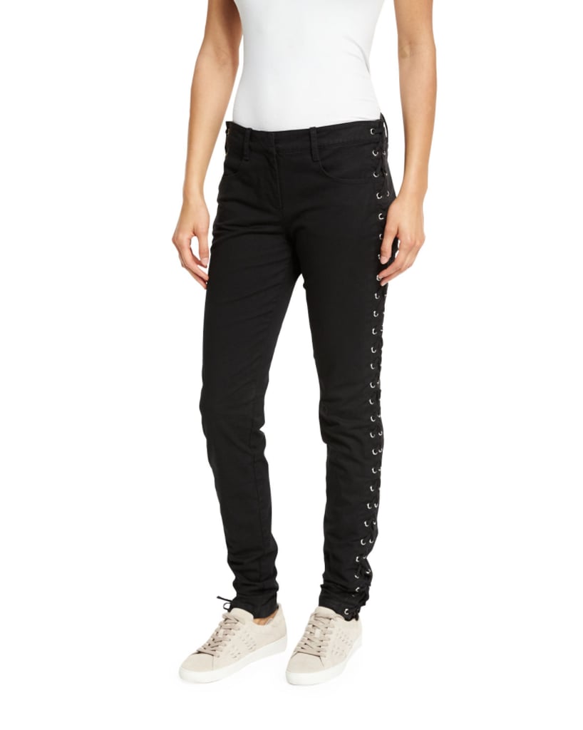 This A.L.C. skinny jean ($395) has shoelace-like lace-up details.