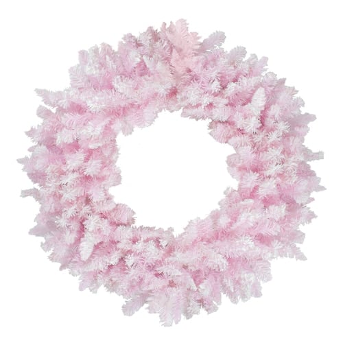 Flocked Cupcake Pink Artificial Spruce Christmas Wreath